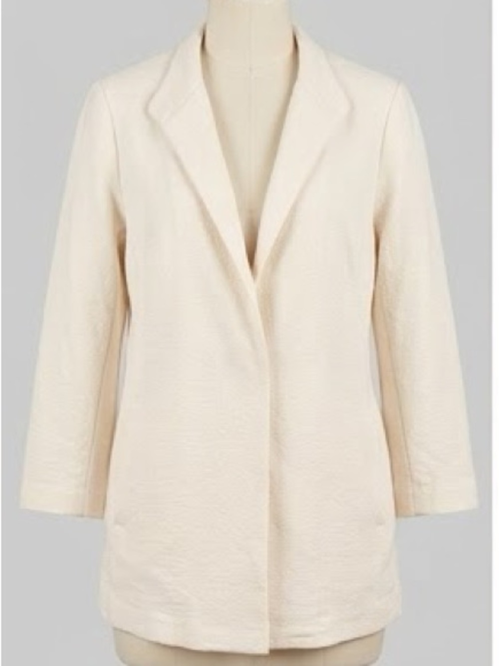 Eileen Fisher Open Front Blazer 98% Cotton Textured M
